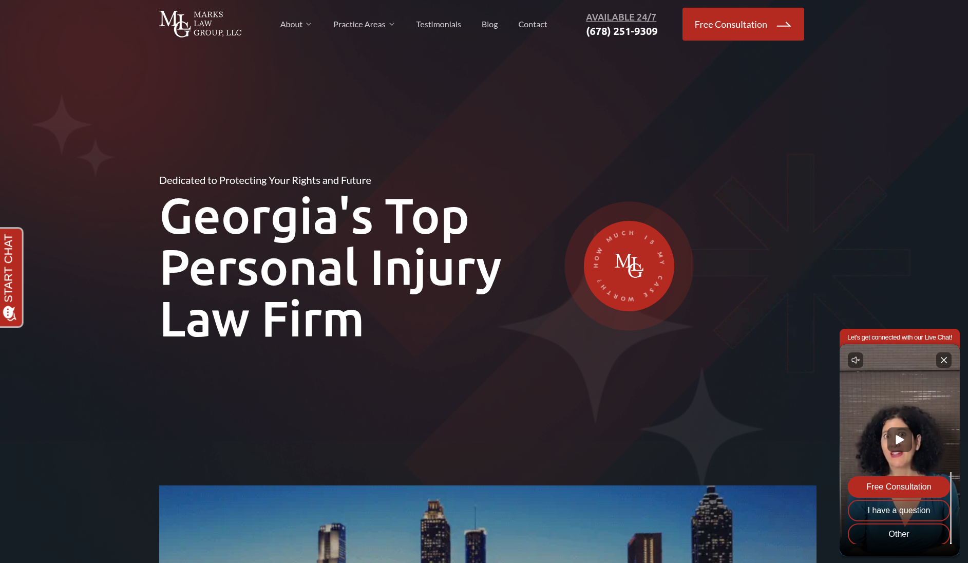 Vista previa de un sitio web profesional para Marks Law Group